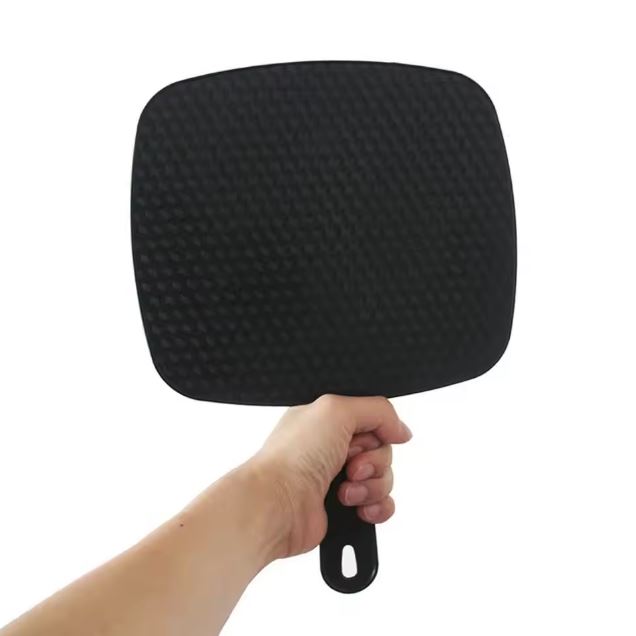 Handheld Mirror Professional Handheld Salon Barbers Hairdressers Mirror with Handle Practical Hand Mirror for Home (Black)