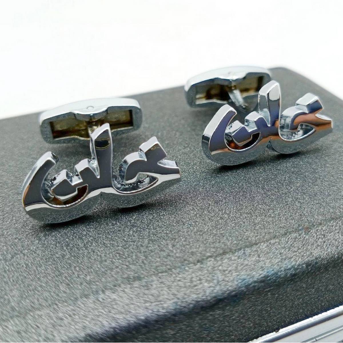 Customize Khan Name Stylish Metal Cufflinks