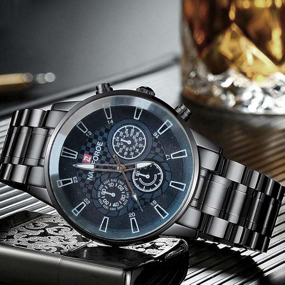 Fashion Mens Stainless Steel Watches Wristwatch Calendar Luminous Clock Men Business Casual Watch