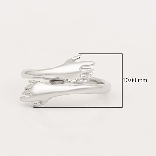 Hug Ring,  Hug Rings for Women Girls ,Silver Hugging Hands Open Promise Ring Jewelry ,Hug Hands Mens Rings Couples Wedding, Amaz Posh