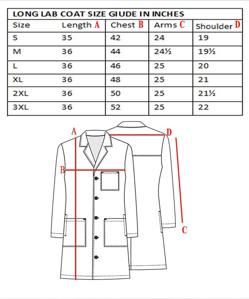 white coat sizes