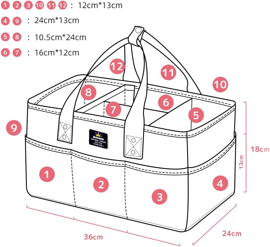 Baby Diaper Caddy Organizer | 100% Cotton Rope | Diaper Basket | 8 Pockets | Storage For Nursery | Portable Basket For Changing Station | Fits Changing Table | Baby Shower Gifts