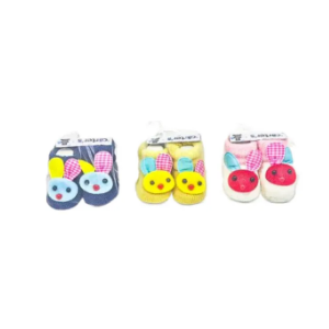 Pack of 3 Newborn Baby Booties 2 in 1 Socks Shoes - Multicolor