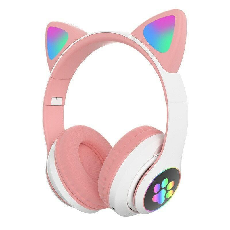 "Cat Ear Wireless Bluetooth Headphones with LED Lights & Mic | Cute Gaming Headset for Kids & Girls"