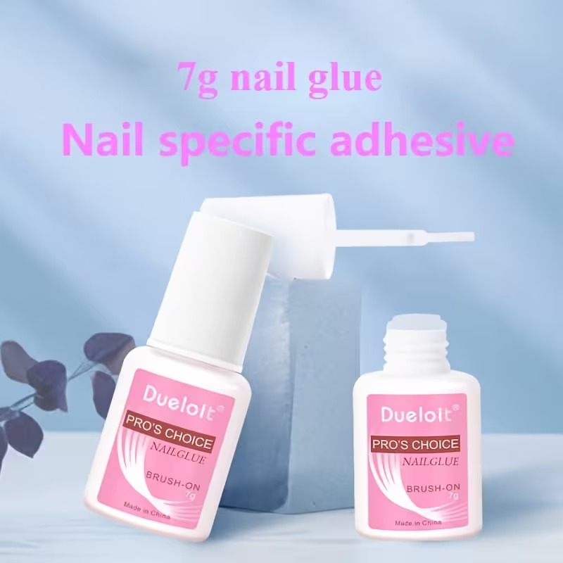 Dueloit / ANTEGU Nail Glue, 7g Each, Unscented Gel Formula with Fine Precision Brush Applicator, Strong Adhesive Bond for Acrylic and Fake Nails, Water Resistant, Clear Bottle