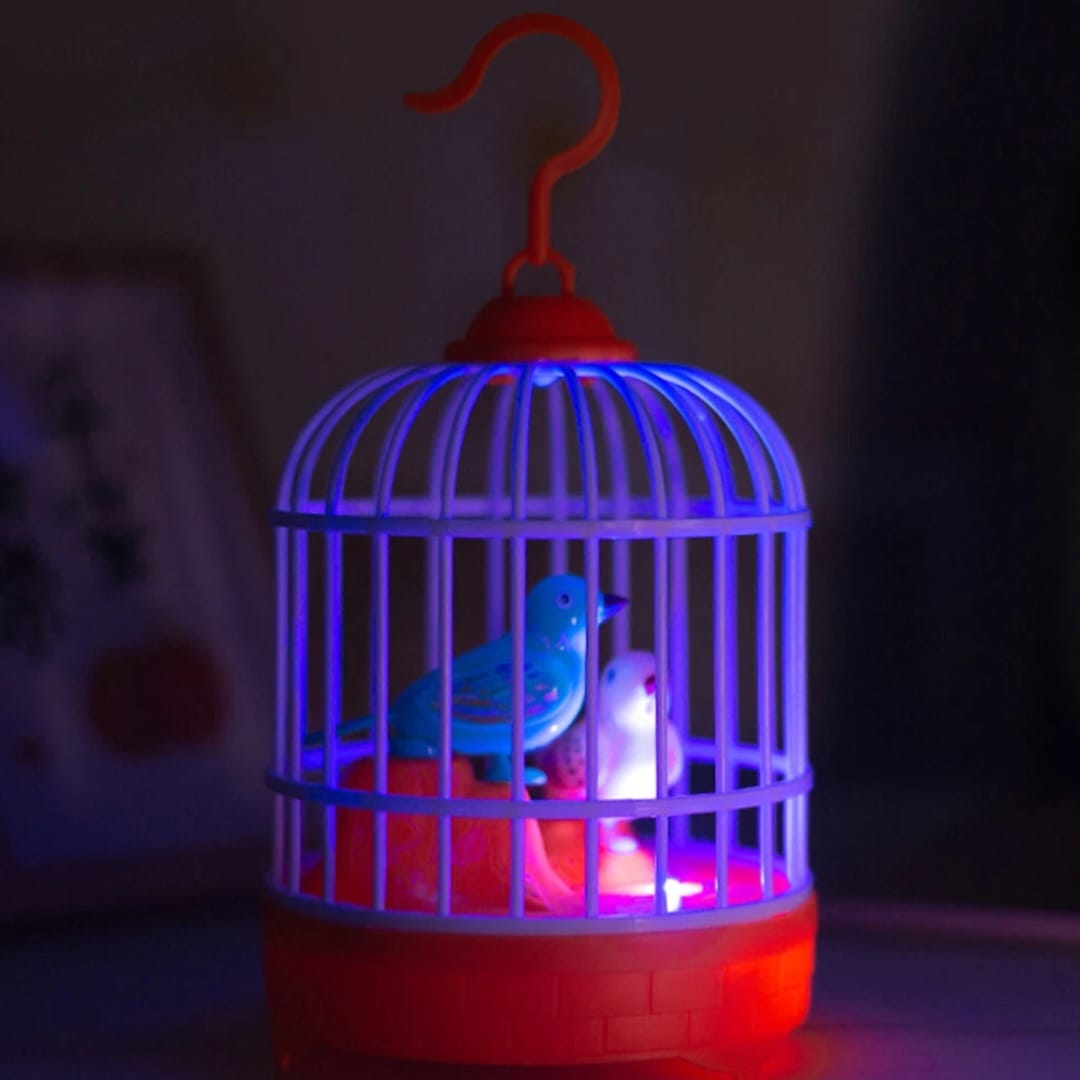 Interactive Singing Birds Cage with Voice Control Light & Sounds, Educational Electronic Pet Toy for Kids, New - Multicolor