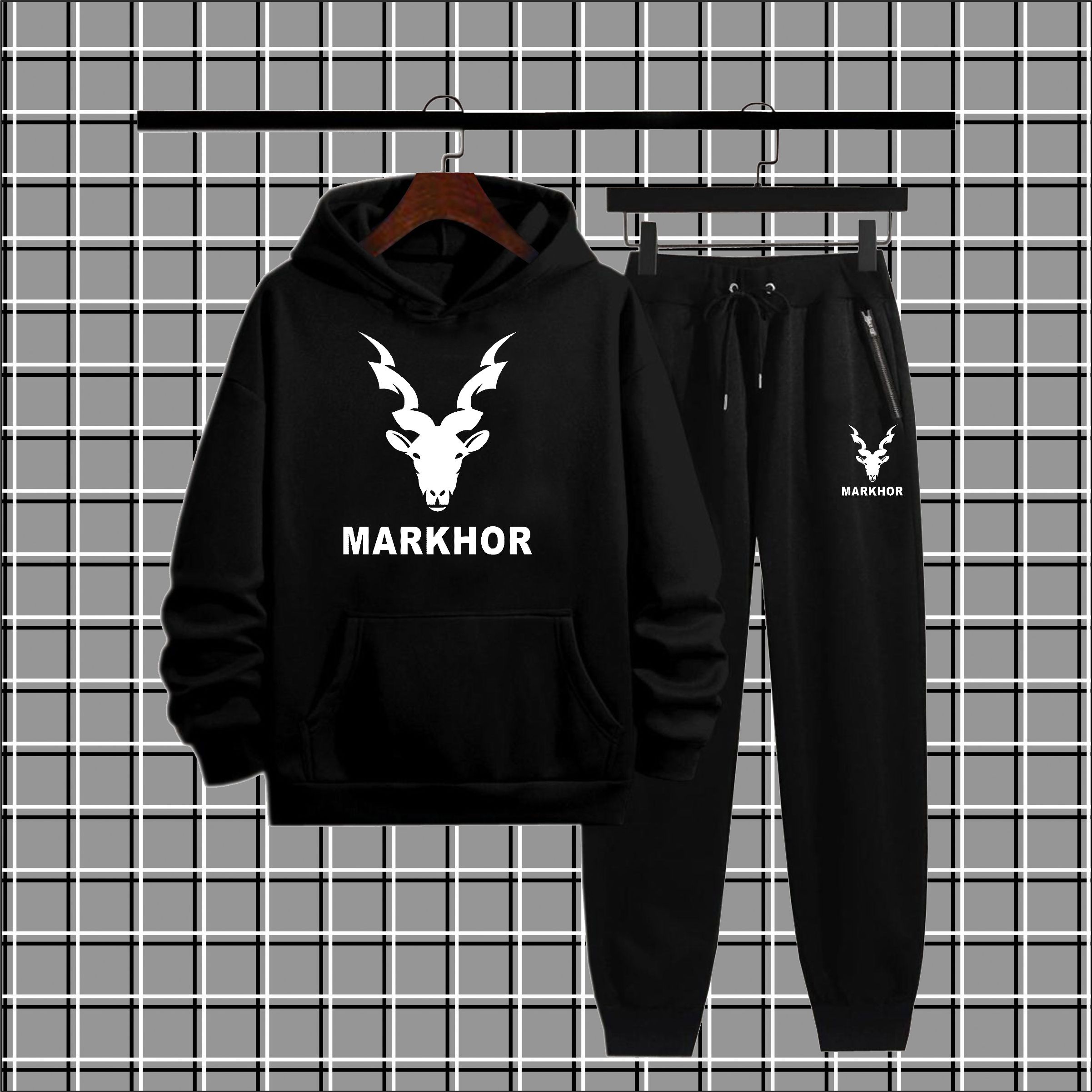 Black markhor Print Winter Track Suit Hoodie and Trouser