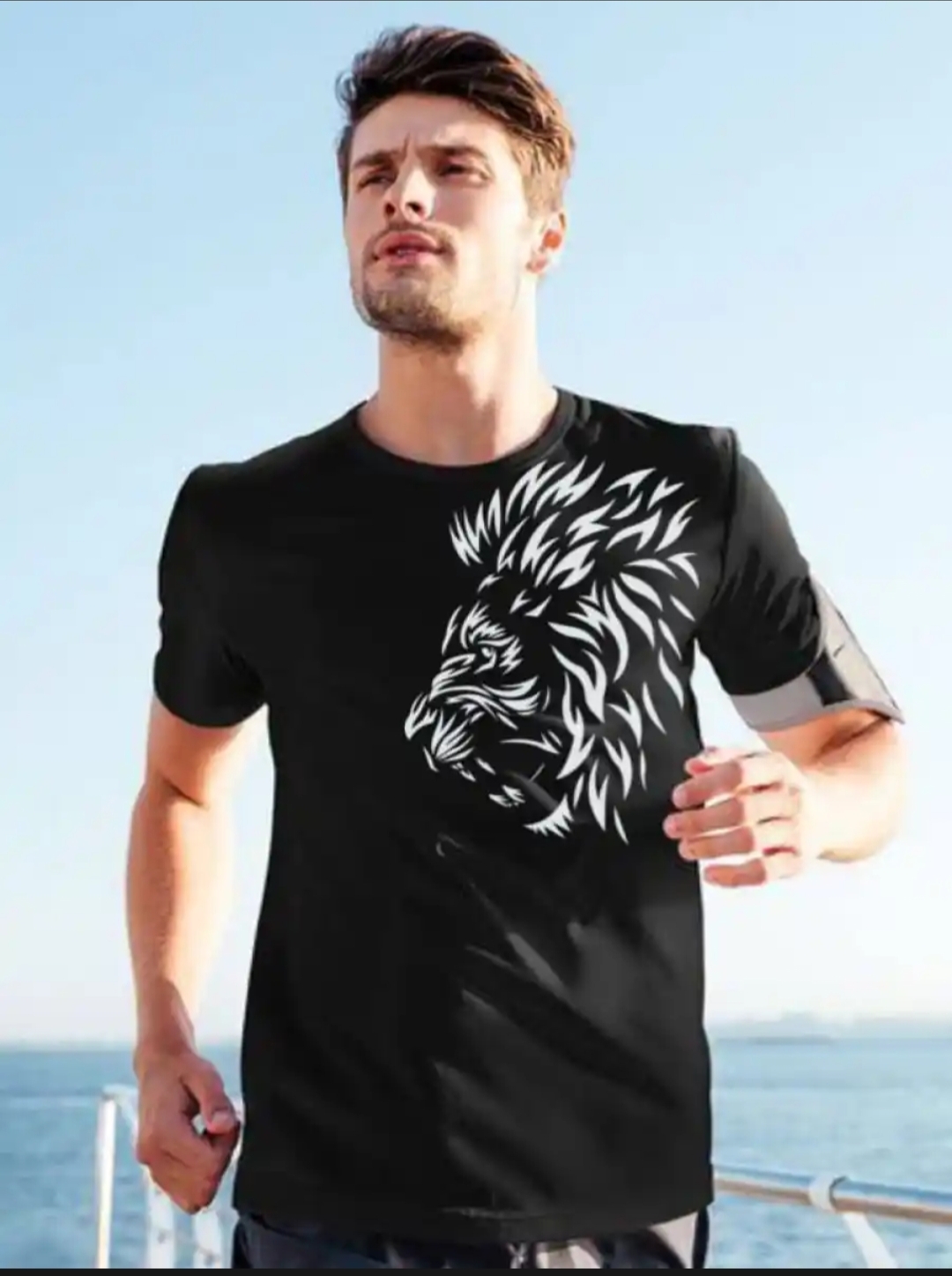 New Side Tiger Trending Stylish Printed Cotton Mens T-Shirt Half Sleeves Round Neck Tshirt Casual For Boys