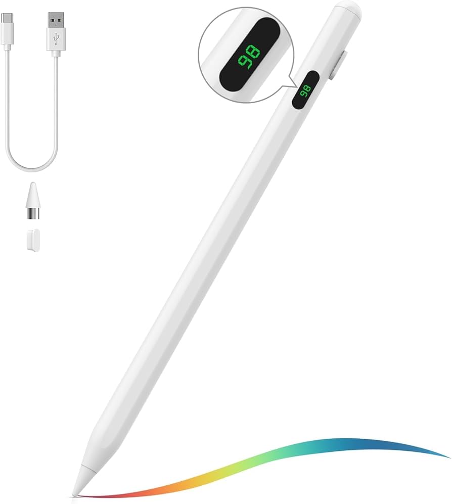 K-2260 Universal Active Stylus Pen – Fine Point Touch Screen Pen with Type-C Charging for iOS/Android/Windows – White