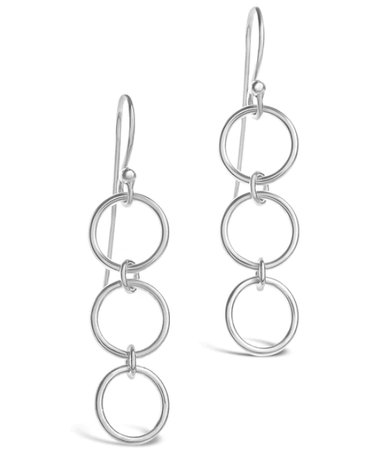 4 Loops Thick Chain Metallic Pendant Punk Golden Silver Plated Dangle Earrings Drop Earrings