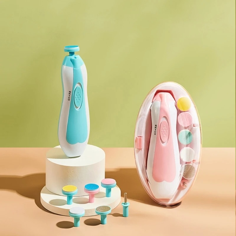 6 in 1 Baby Nail Trimmer Portable Electric Baby Manicure Pedicure Nail Clippers Infant Newborn Baby Nail Cutter with LED Light