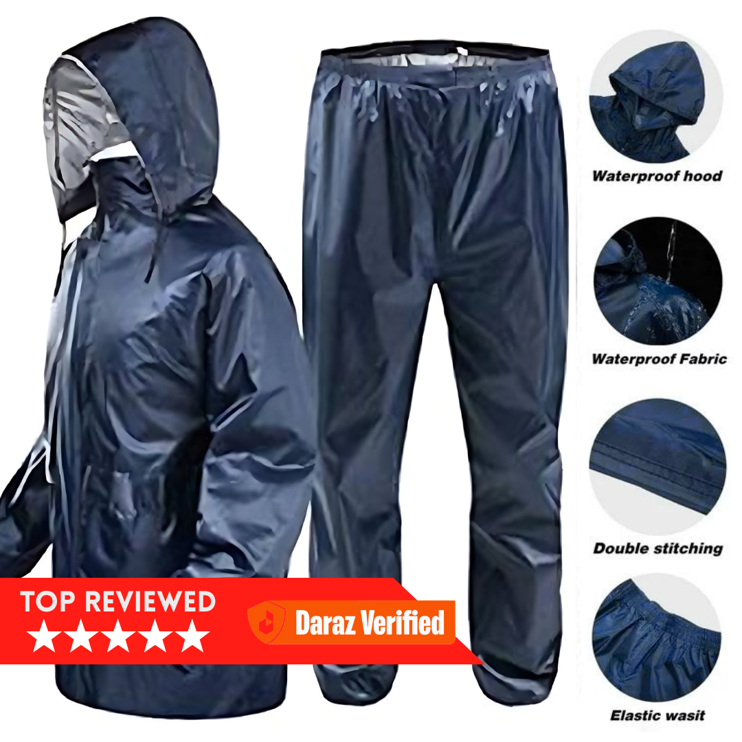 RAIN SUIT / LITE WATER PROOF / Rainsuit / Rain Coat With Trouser / With Cap For Men And Women Lightweight / FOG SUIT / 2 Pieces Hooded Coat and Trouser, Fully Protector for Outdoor Activities