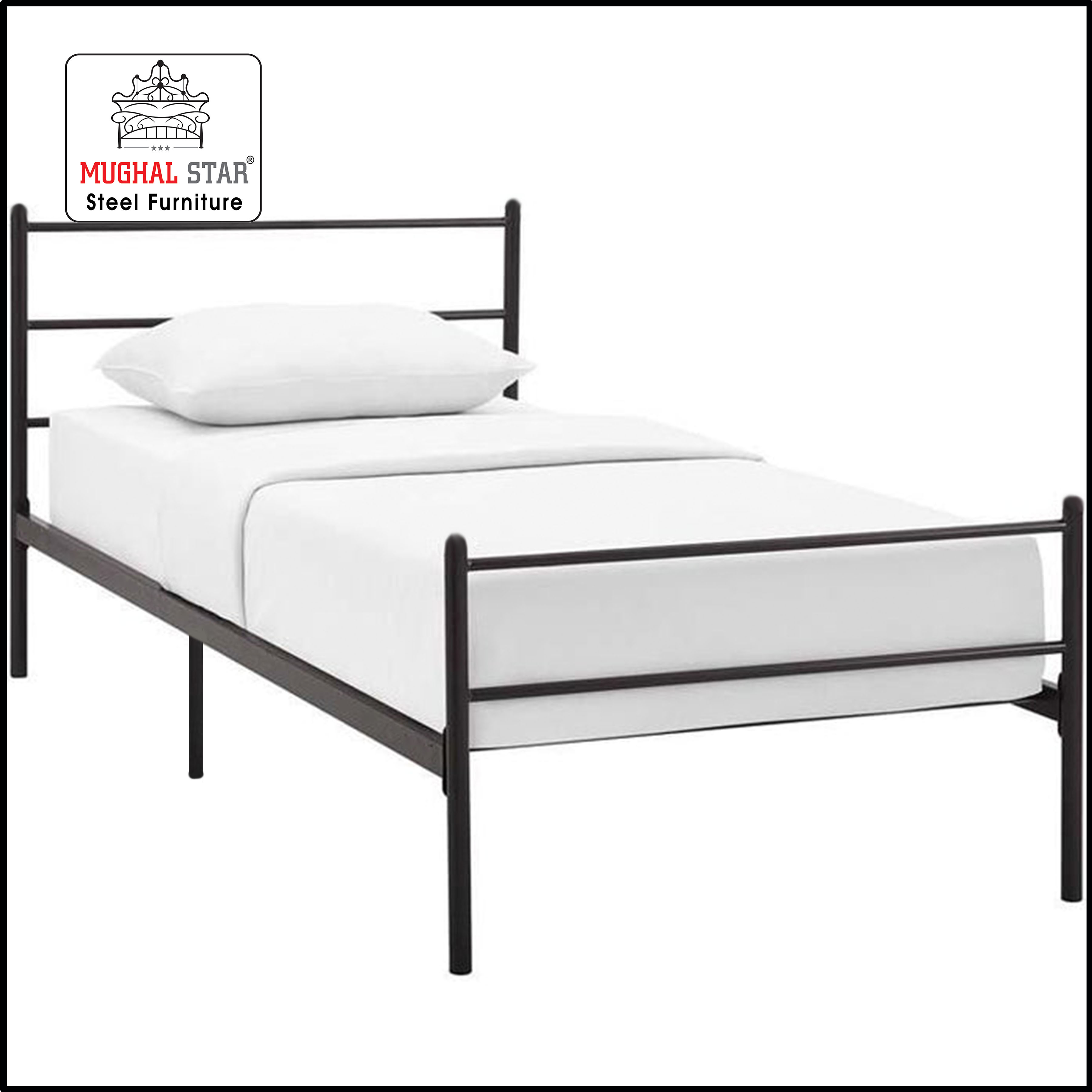 Simplify Bed Single, Iron Bed, Single Bed, Mughal Star Steel Furniture