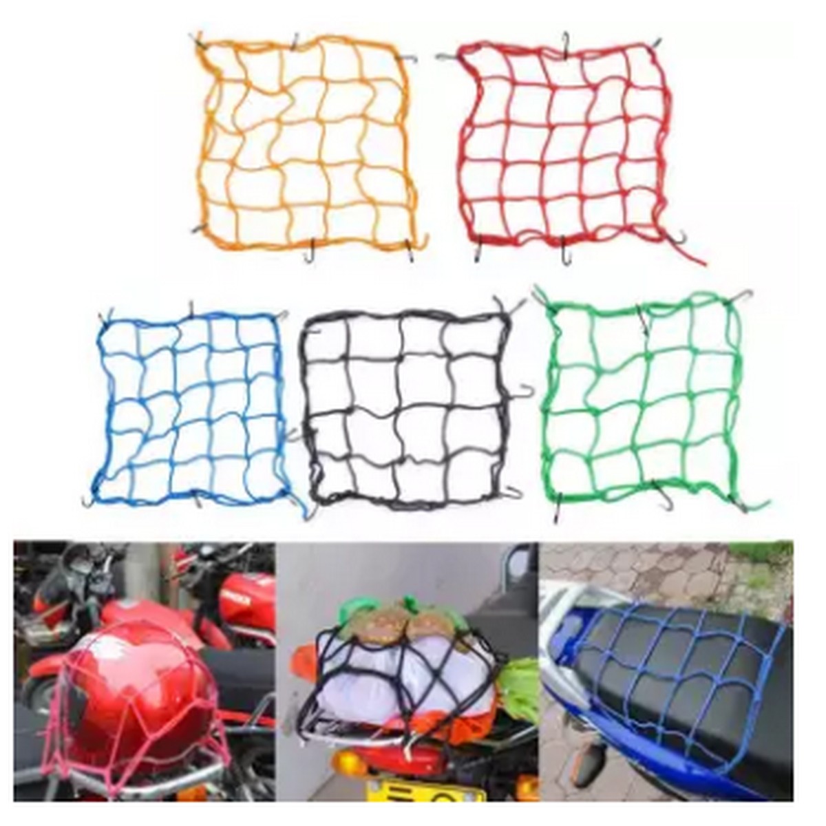 Motorcycle Bike Helmet & Luggage Tuck Net  Elastic String Bag Cargo Cover