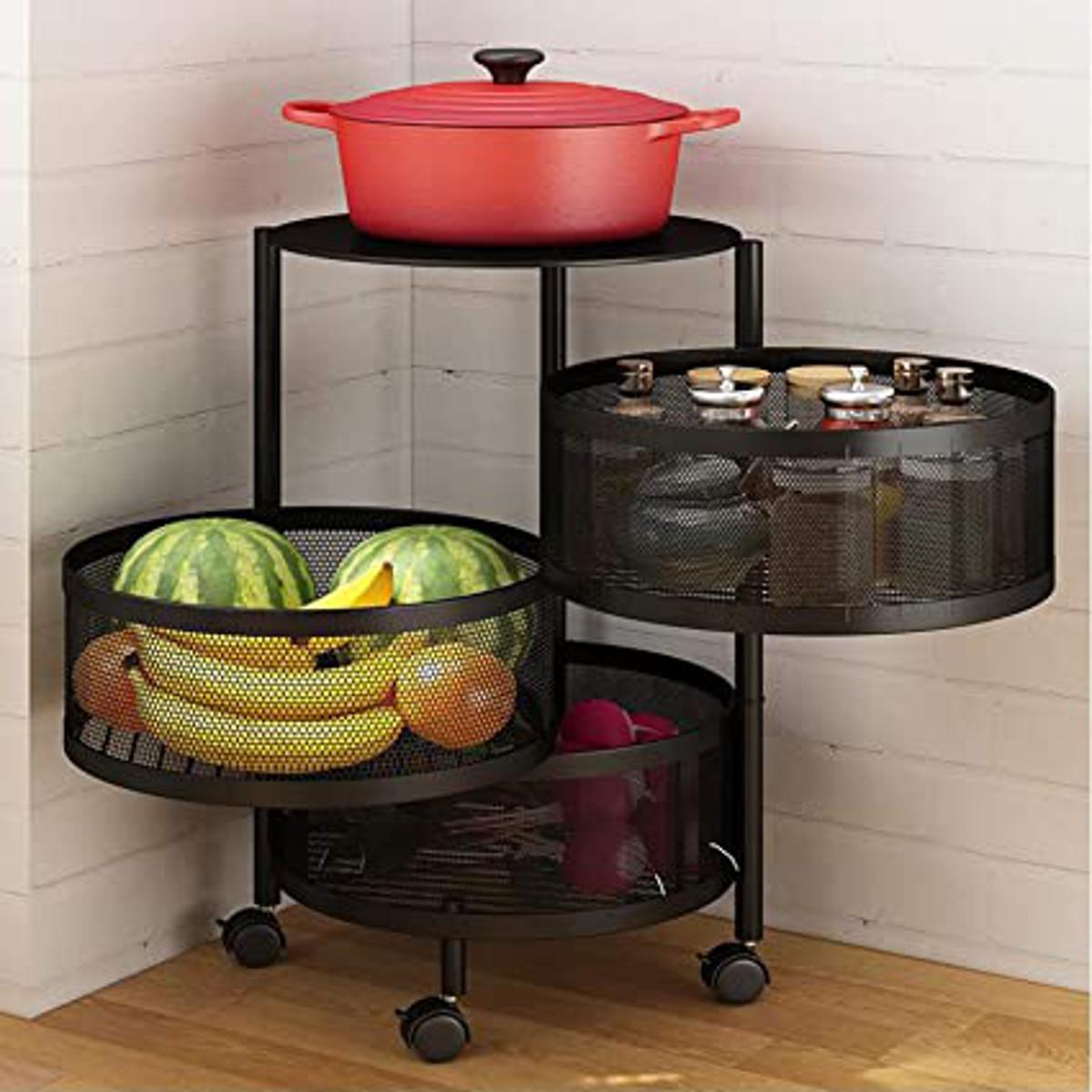 Layer/Tier/Step Kitchen Rotating Shelf 360 Degree Baskets Fruit