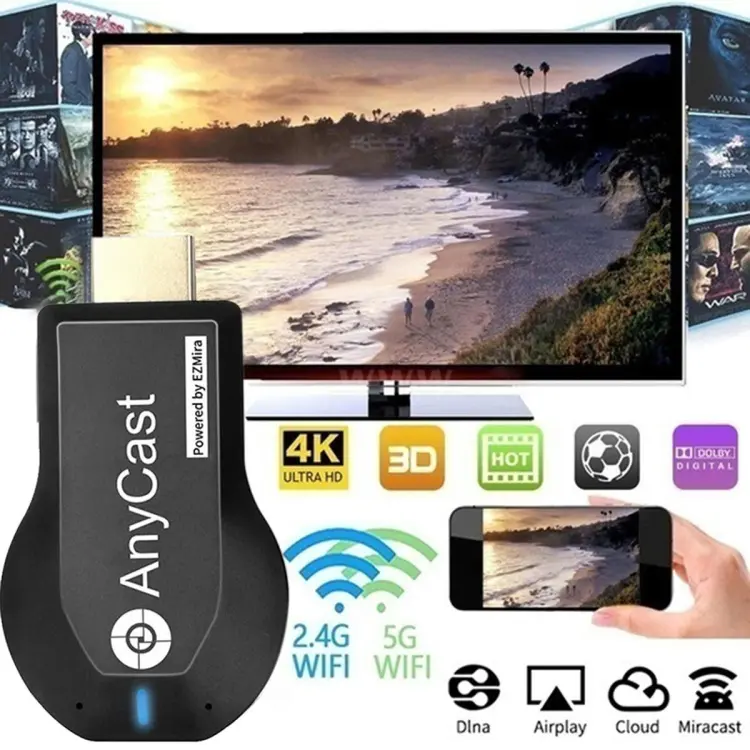 1080P Wireless HDMI TV Stick Miracast Wifi USB Display Dongle Adapter &  Antenna