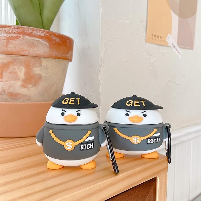 Cute Character 3D Silicone Protective Case Compatible for 𐤠irpods Pro 1 & 2 Case With Hook 𐤠irpods Protective Cover