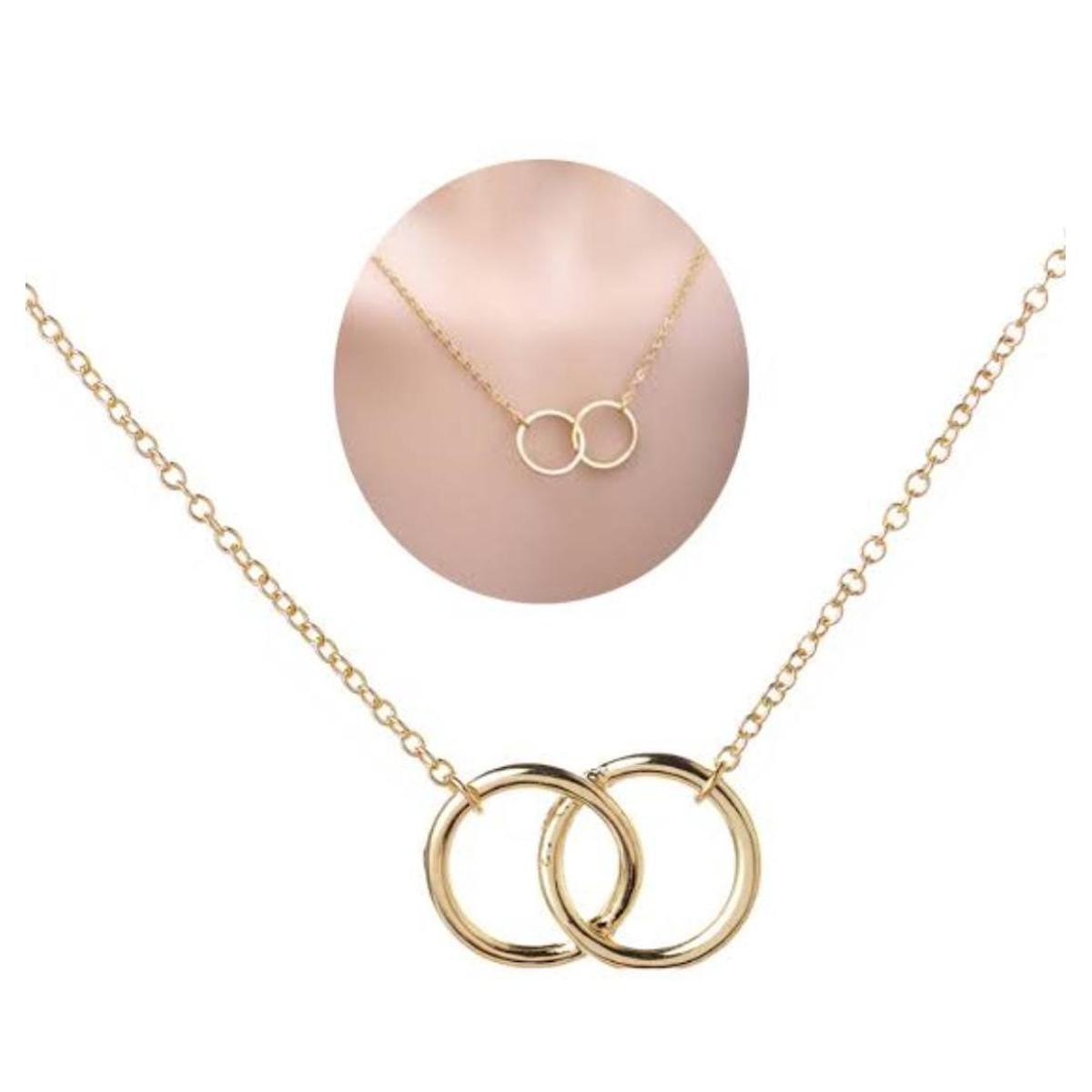New Arrival Double Ring Clavicle Pendant Necklace for girls - G0lden