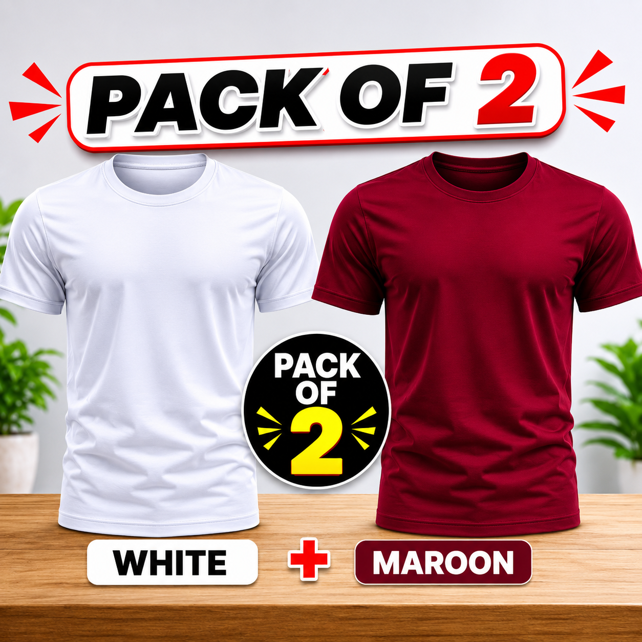 Pack of 2 Men'S & Women'S Comfortable Solid Color Short Sleeve Tshirt for men - Regular Fit Crew Neck, Breathable Summer Tshirts For Boys/T Shirts For Girls Casual Top for Casual Attire, Versatile Clothing | Minimalist Design | Smooth Texture
