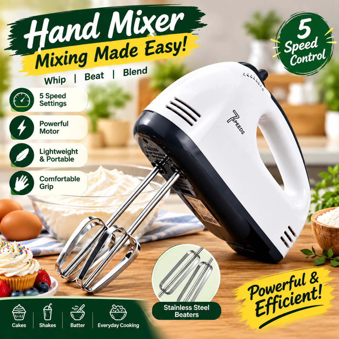 Electric Hand Mixer, Egg Beater Machine, Cake Baking Mixer , Handheld Food Whisk, Handheld Food Mixer| 180W Motor & 220-240V