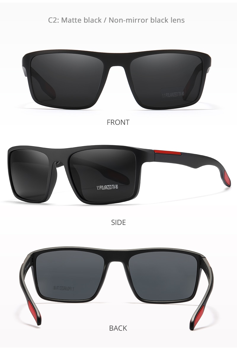 Men Sunglasses Polarized Rectangular Ultra-Light TR90 TAC 1.1mm Thickness  Lens