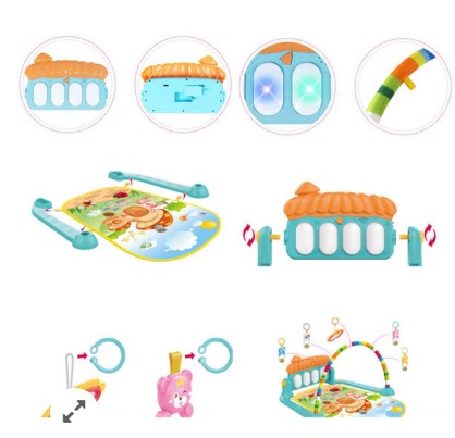 Huanger - 3 In 1 Newborn Baby Play Gym Piano Fitness Rack Mat - Activity Gym & Playmats
