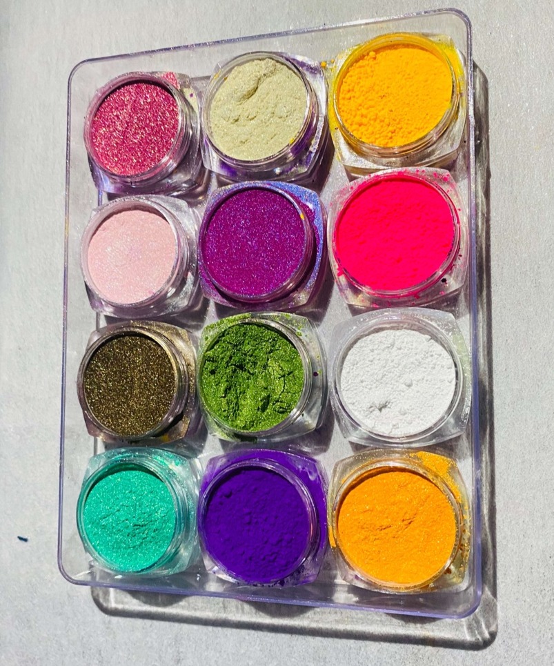 Pack of 12 - Mica Powder Pigments, Epoxy Resin Powder Pigments, 6