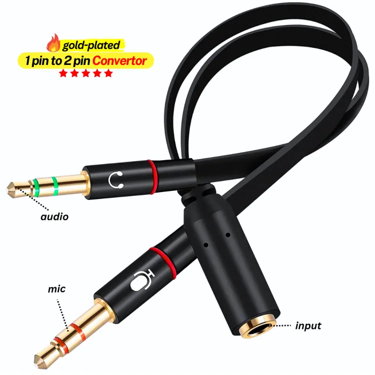 Aux cable with mic for online pc