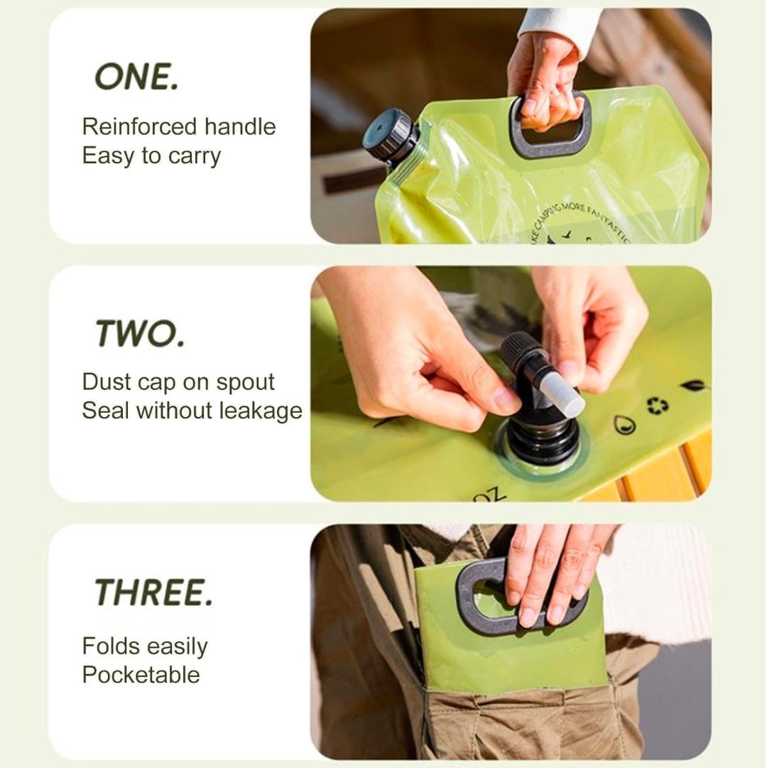 Portable 8 Liters Water Bag Foldable Outdoor Bucket with Tap Large Capacity Collapsible Container for Hiking Kayaking Camping Tools