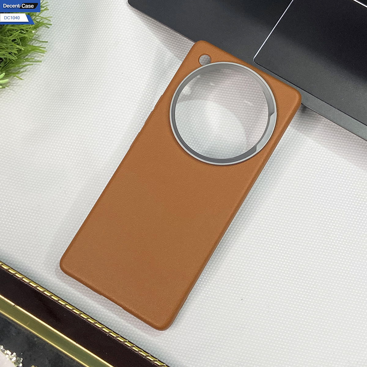 Infinix Zero 40 Cover - Light Gray - New Leather Texture Metal Ring Phone Case – Slim Soft Protective Back Cover