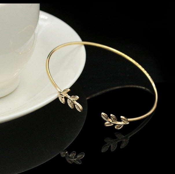 Leaf Bracelets & Bangles Fashion Open Bangle girls Cuff Bracelet