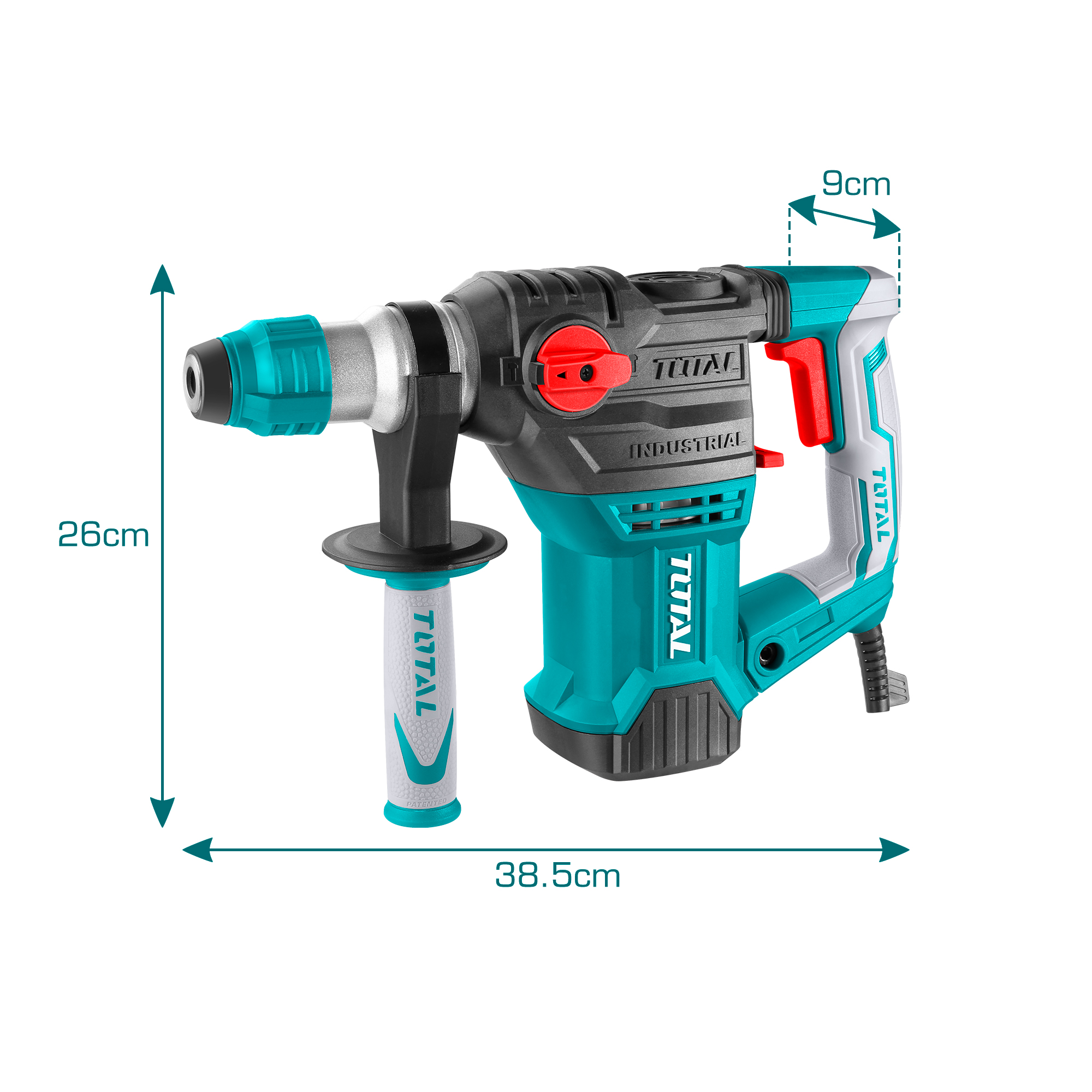 TOTAL 1500W SDS Plus Chuck System Rotary Hammer With 3 Drill Bits