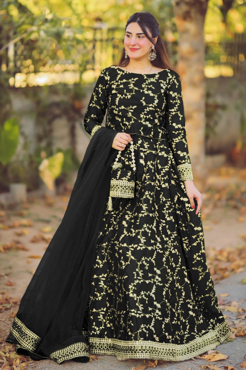 Fancy Shamooz Silk Lehenga Embroidery Four Pieces For Girls