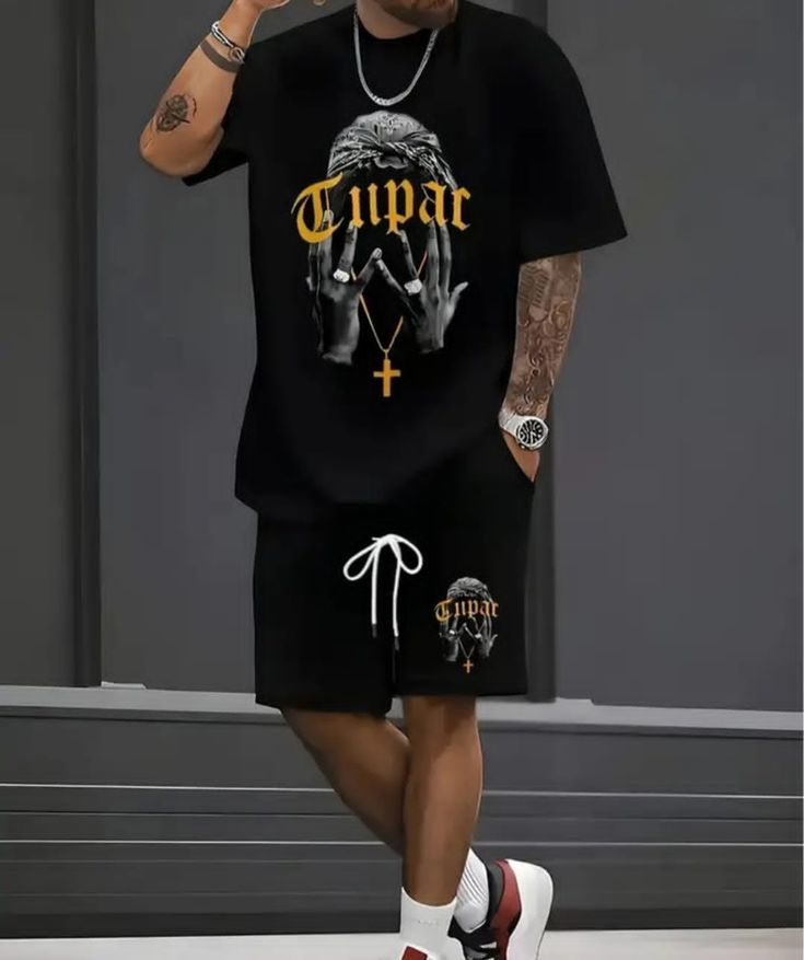 Men Tracksuit, 2 Piece Set, Oversized T Shirt, Cotton Jersey, Men's Shorts Set, Summer Outfit, Casual Wear, Gym Wear, Sports Wear, Graphic T Shirt, Men's Clothing, Co Ord Set.
