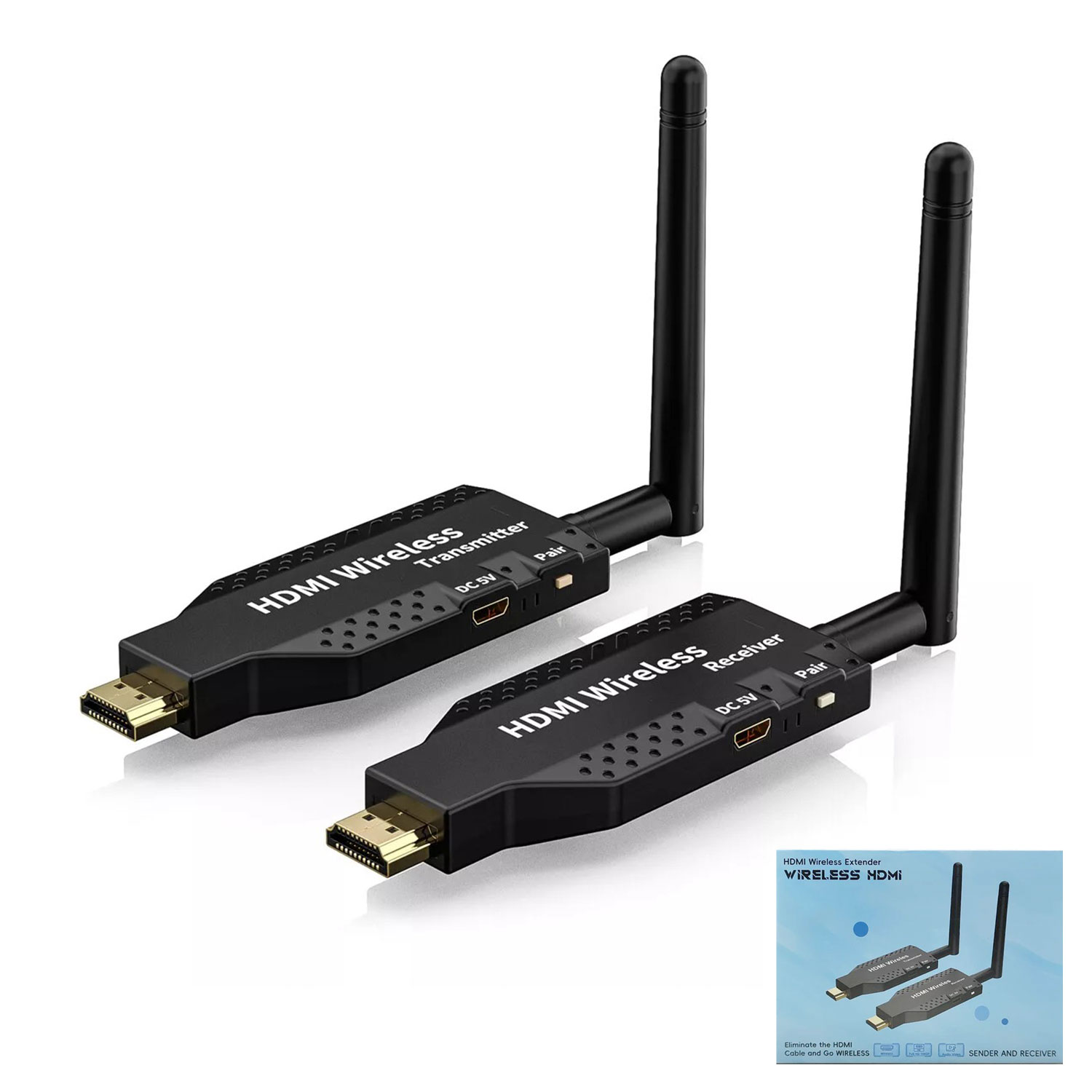 100M/50M WIRELESS HDMI EXTENDER 1080P VIDEO TRANSMITTER RECEIVER  Wireless HDMI Extender 1080P Full HD Video Transmitter & Receiver Kit Wireless HDMI Repeater for TV, Projector Monitor, PC Laptop, Camera & Gaming Console, Long Range HDMI Signal Transmiss