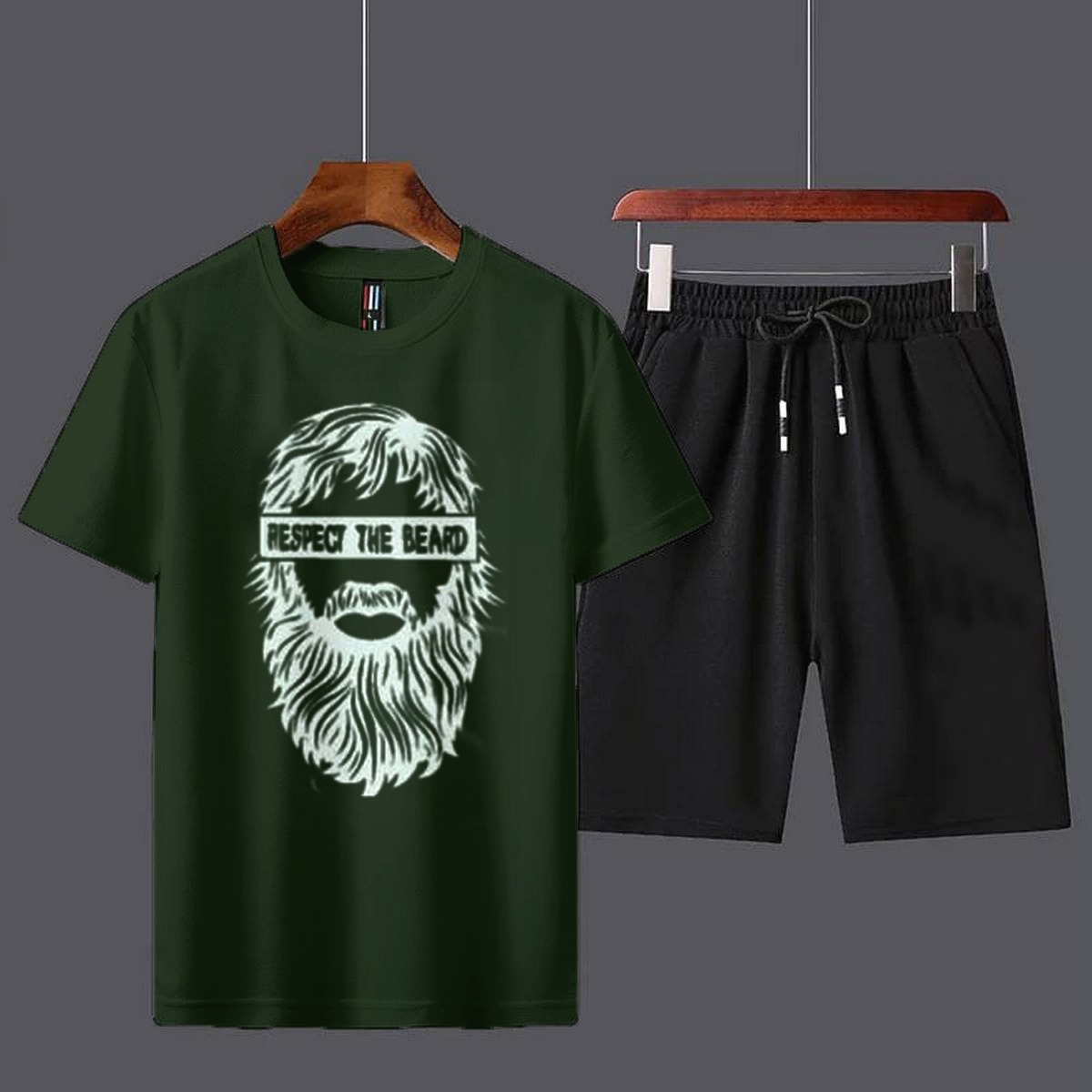 Trendy Fashion Respect The Beard Printed Tracksuit Cotton Fabric T-Shirt & Shorts for Summer Elegant Suits gym_Track Suit Printed tshirts+short Casual Wear Men Track_Suits