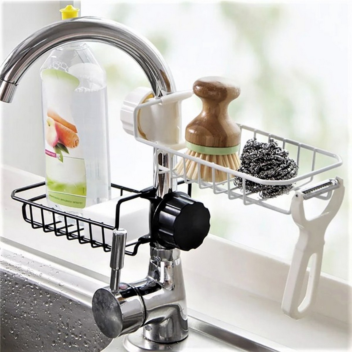 Sponge Holder Kitchen Sink Organizer, Storage For Cleaning Brush, Soap