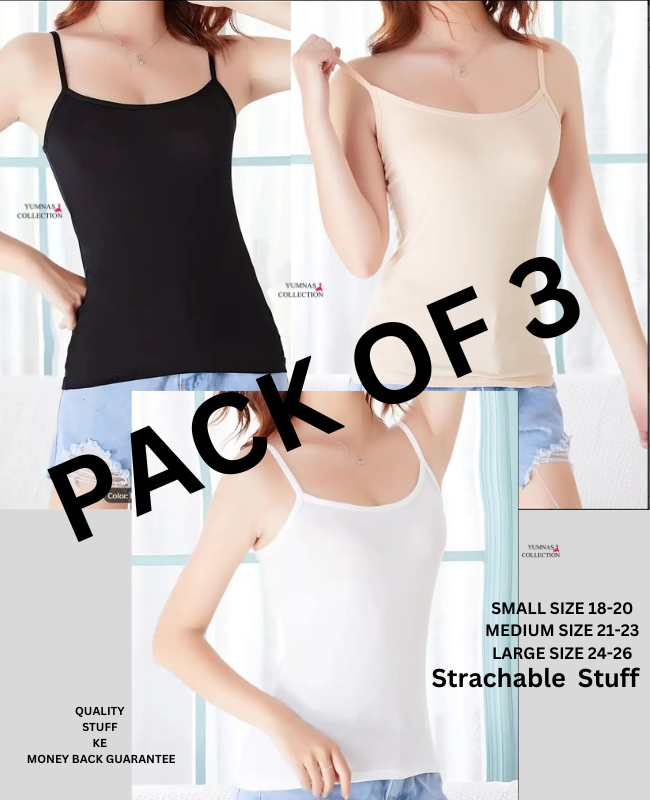 PACK OF 3 Shop Stylish Solid Cami Tops for Women | Casual Comfy  Sleeveless Crop Tops for Summer 2024 Fashion