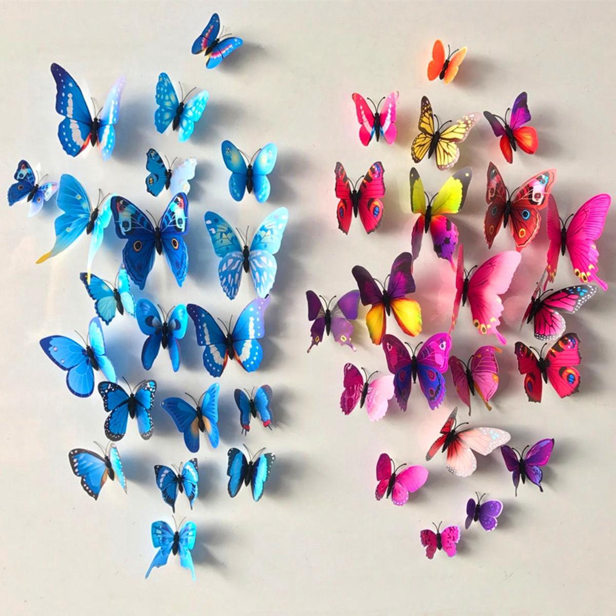 12Pcs Mixed color Butterfly 3D Wall Sticker for wedding decoration Magnet Butterflies Fridge stickers Home decor