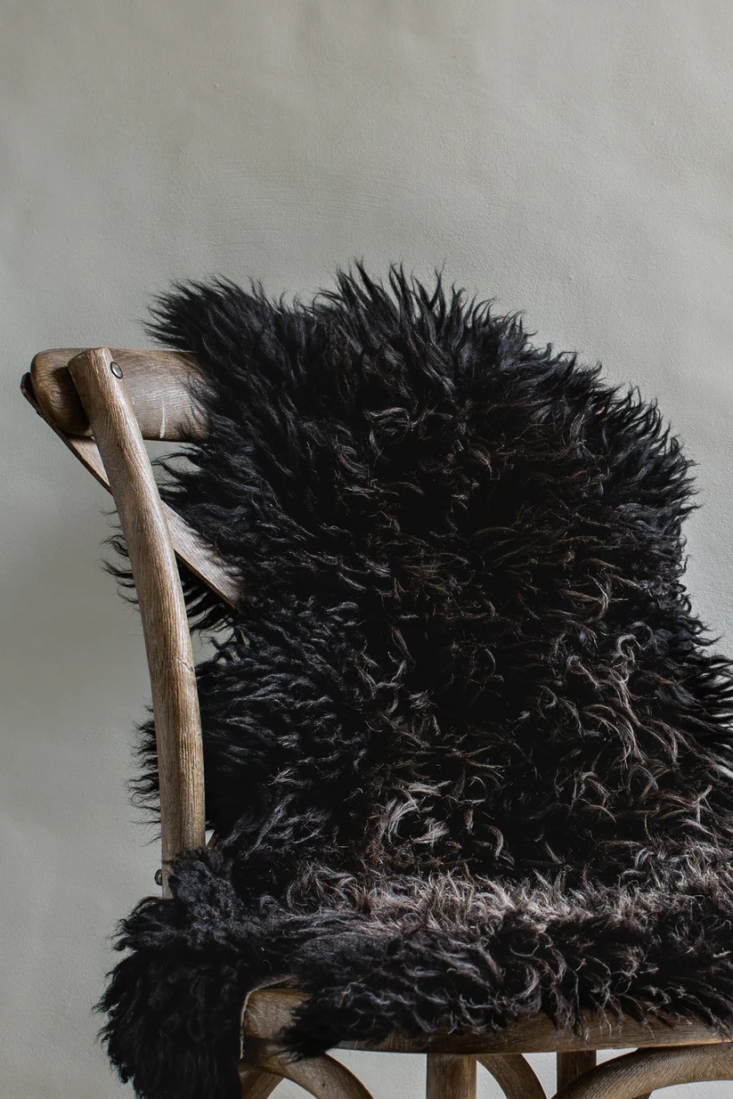 Faux Sheepskin Rug Double Shade Black Sheep Foot Door Mat Rug 2ft x 3ft