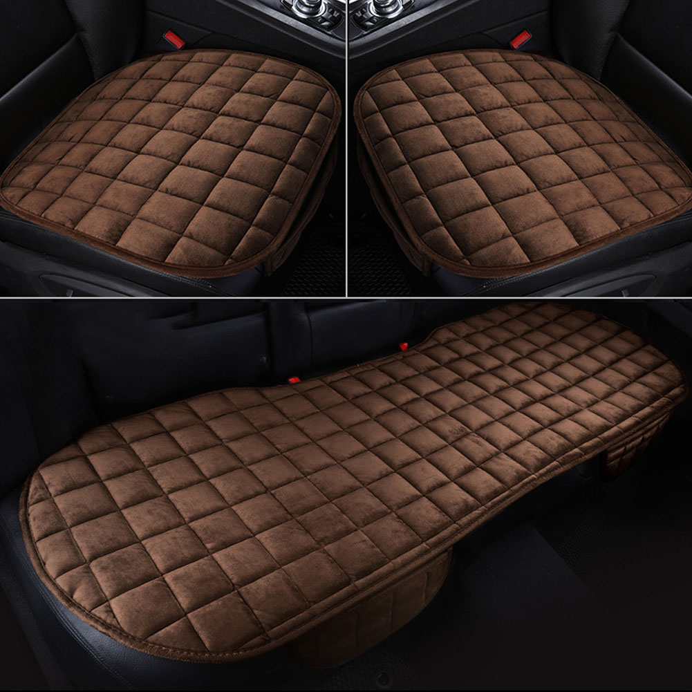 Plush Fabric Car Seat Cover Front Rear Cushion Breathable Protector Mat Pad  Auto Accessories Universal Size