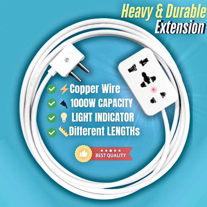 Universal power extension 3 sockets,High Quality Master Male Plug, Extention board, Flexible 40/76 Two Core Copper Round Wire white, Multipurpose Male Female Electrica power lead