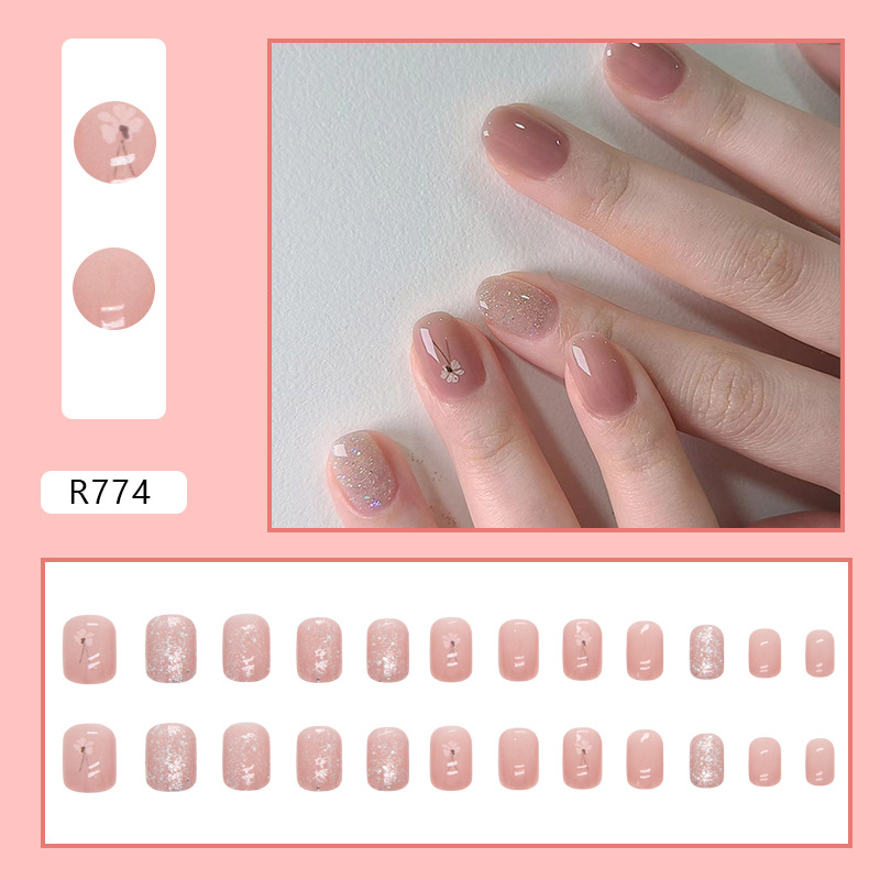 【SUNDAY】(With Glue) Artificial Nails long Gradient Color simple coffin