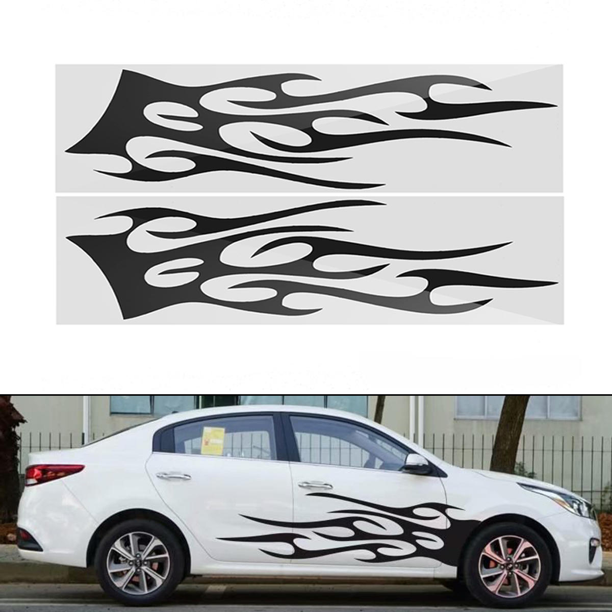 2 X Fire Stickers For Car Side Doors Pvc Washable Vinyl Sticker For Cars  Body