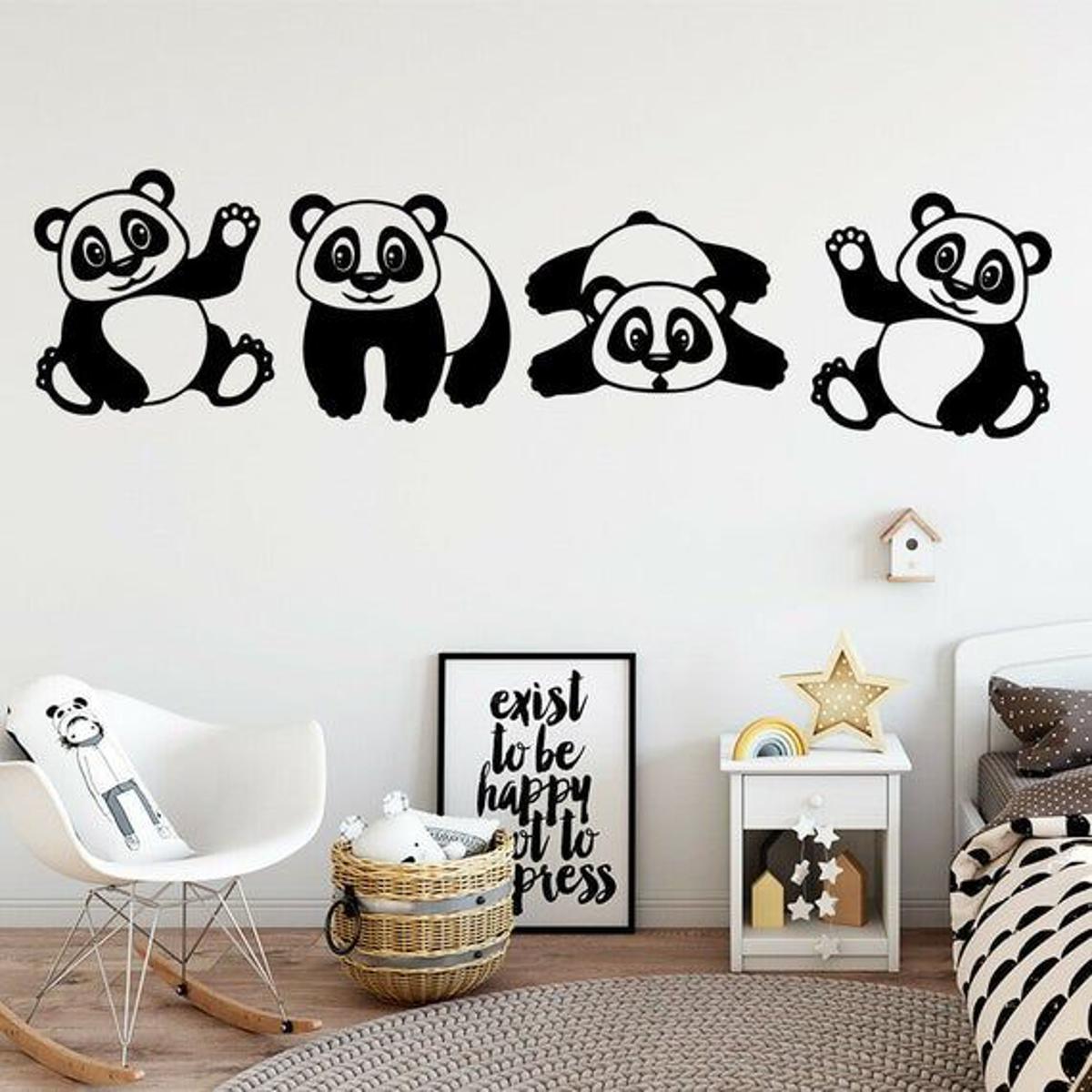 Art Center 3D Wooden Panda Wall Art – 4-Piece MDF Panda Design for Bedroom or Shop Decoration