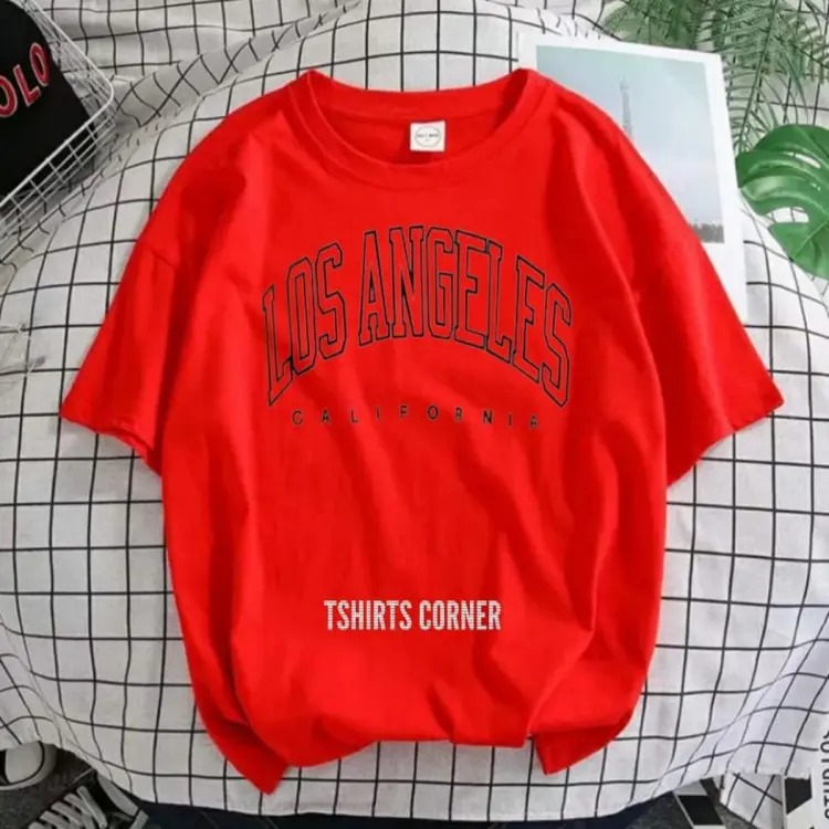 Los Angles Pritned New Trendy Summer Collection T shirt New Stylish Design Tee shirt Round Neck Export Quality Top