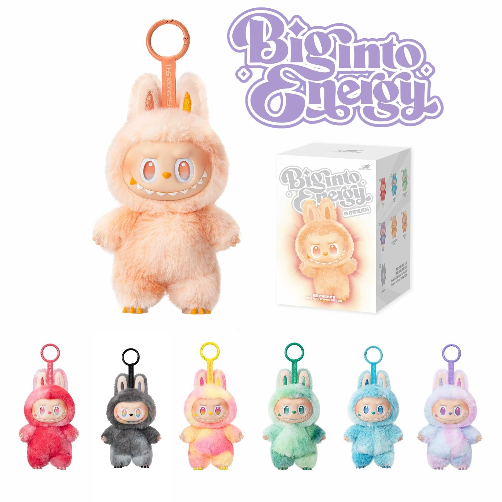 Labubu Doll Blind Box v3 Big Into Energy | 7inches / 17cm Original Size Pop Mart Labubu Dolls Toy Key Chain Labubu Plushie Monster | Labubu Big Into Energy Collection with Hanging Loop