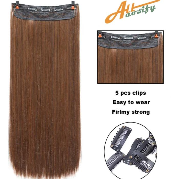 Hair Extension Golden To Brown Streaking 5 Clips In Double Shade Colored Hair Streak/Hair Extensions For Women And Girls Real Hair For Highlighting