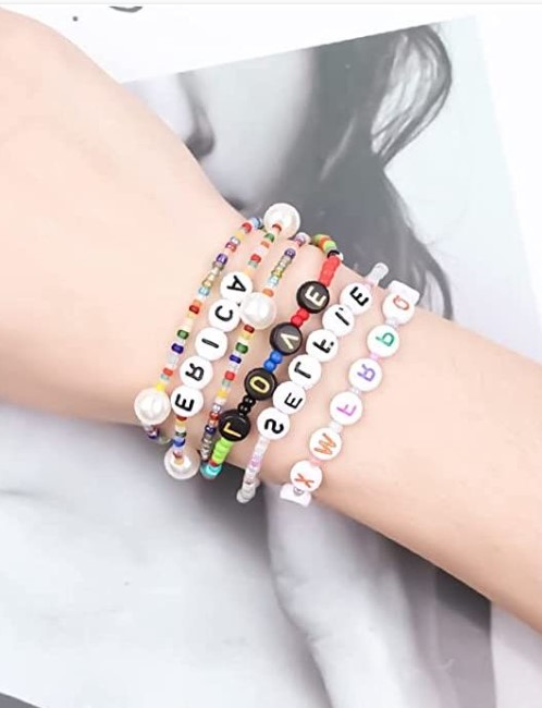 Pack of 50pcs, Mix Alphabet letters A-Z, 7mm, loose Spacer rounded Acrylic Beads DIY Jewelry Making.