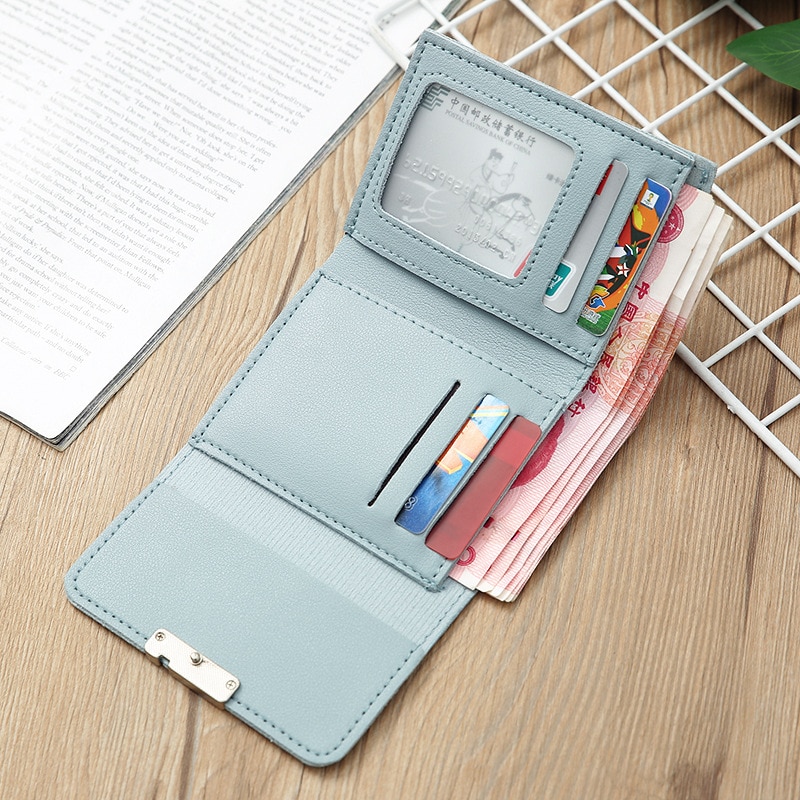 Fancy Small Hand Clutch for Girls, Compact PU Fabric with 7 Card Slots, Button Closure, Trendy Design
